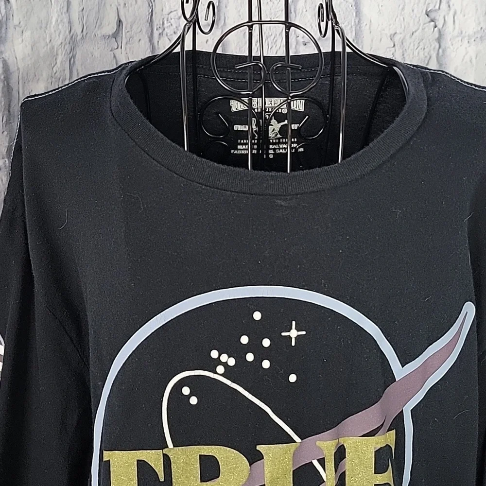 TRUE RELIGION Black Flight Mission Nasa‎ T Shirt Large